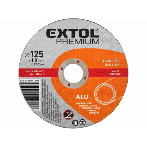 Extol Prémium vágókorong alumíniumhoz, 125×1,0×22,2mm, max 12200 ford/perc