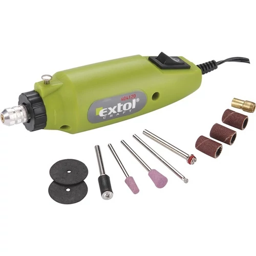 Extol Craft mini köszörű és fúrógép + tartozékok, 12V; 12.000 ford/perc (404120)