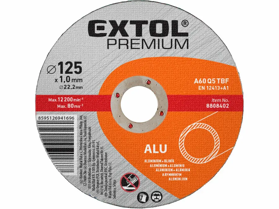 Extol Prémium vágókorong alumíniumhoz, 125×1,0×22,2mm, max 12200 ford/perc